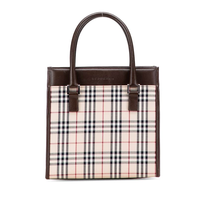 Burberry House Check Canvas Handbag Brown Canvas Good condition - Front View