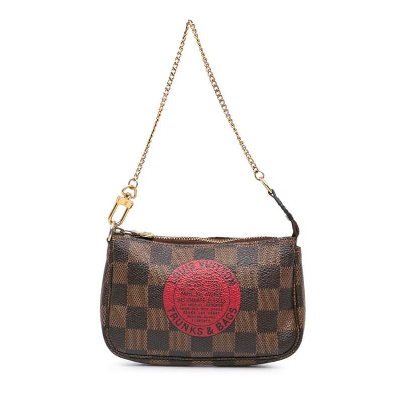 Louis Vuitton Damier Ebene Trunks and Bags Mini Pochette Accessoires Brown Canvas Good condition - Front View
