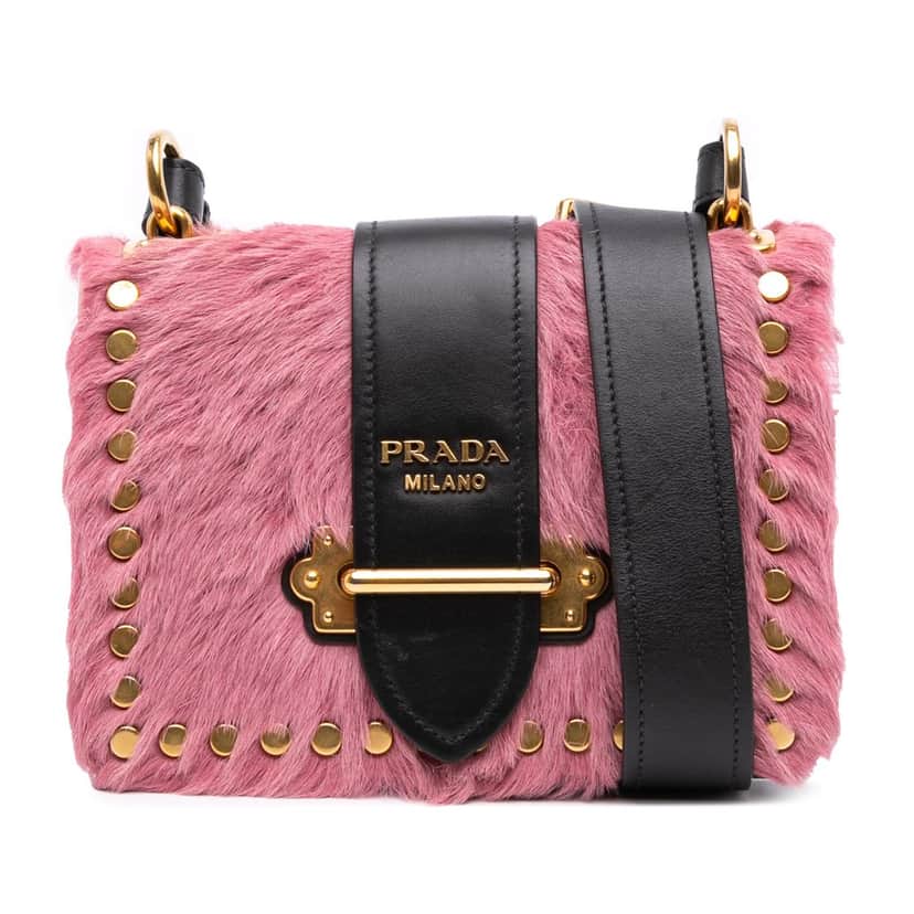 Prada City Calf Trimmed Cavallino Cahier Crossbody Pink Good condition - Front View
