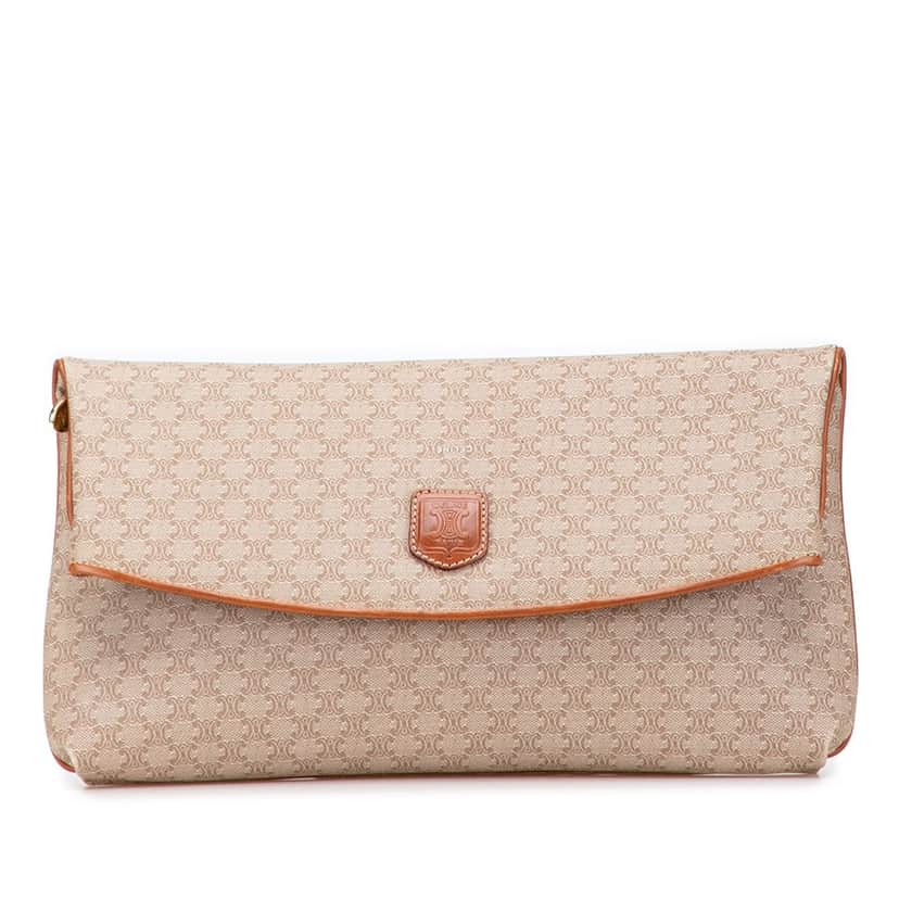 Celine Macadam Coated Canvas Clutch Brown Canvas Good condition - Front View