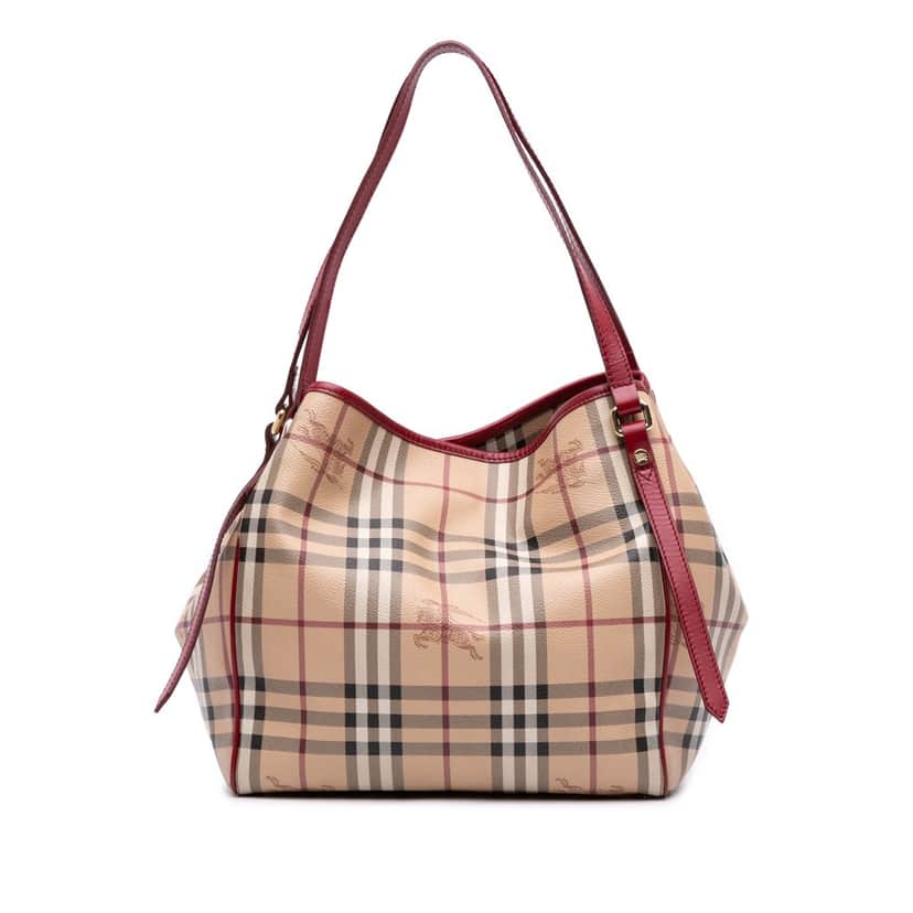 Burberry Small Haymarket Check Coated Canvas Canterbury Tote Brown Canvas Good condition - Front View