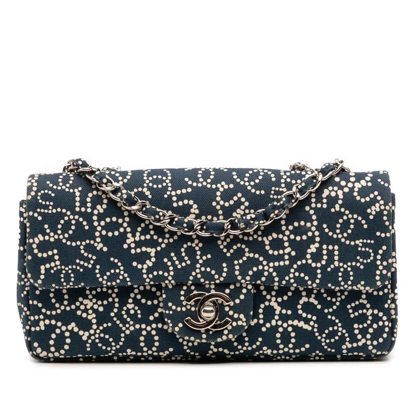 Chanel Small Printed Canvas CC No. 5 Flap Blue Canvas Good condition - Front View