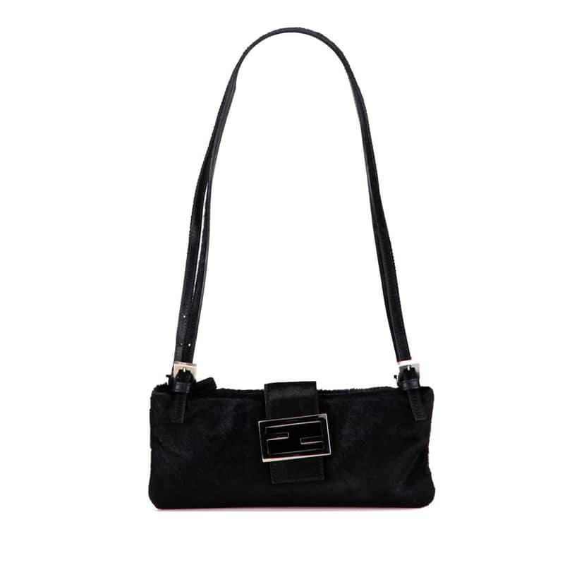 Fendi Pony Hair Shoulder Bag Black Good condition - Front View