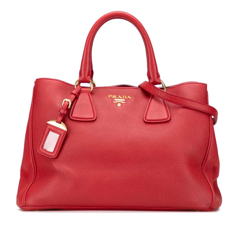 Prada Vitello Daino Open Convertible Tote Red Leather Good condition - Front View