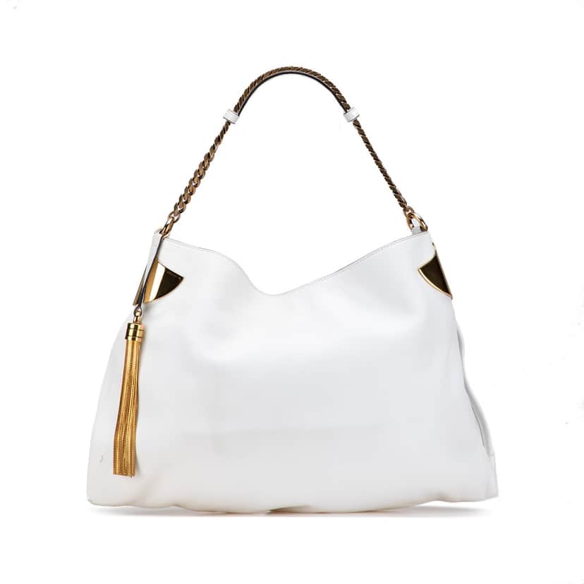 Gucci Medium Leather 1970 Hobo White Leather Good condition - Front View