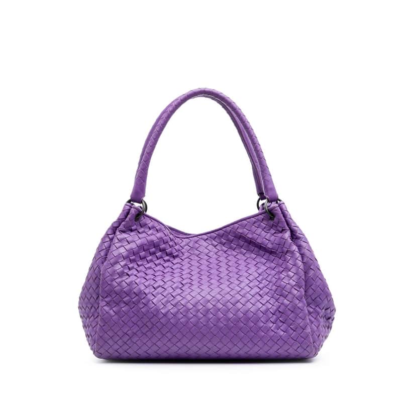 Bottega Veneta Nappa Intrecciato Parachute Tote Purple Leather Good condition - Front View