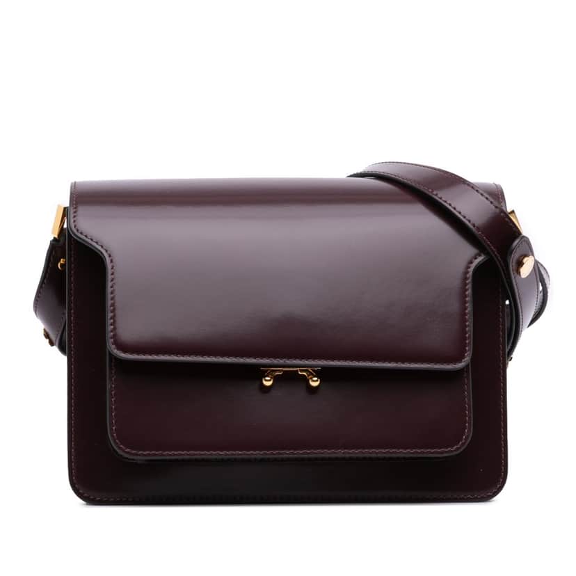 Marni Medium Trunk Leather Shoulder Bag Red Leather Good condition - Front View