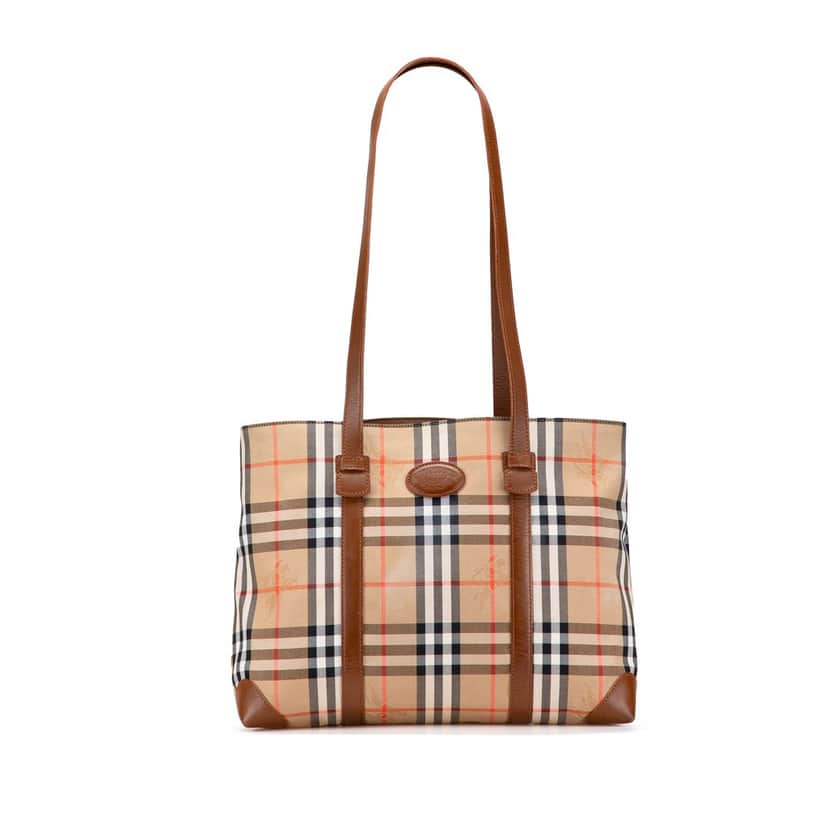 Burberry Haymarket Check Canvas Tote Brown Canvas Good condition - Front View