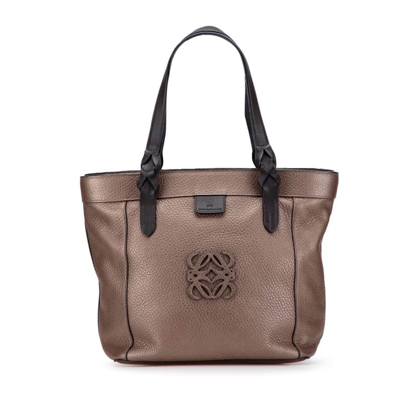 Loewe Anagram Leather Fusta Tote Brown Leather Very good condition - Front View