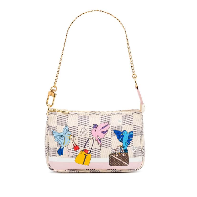 Louis Vuitton Damier Azur Christmas Birds Mini Pochette Accessoires White Canvas Good condition - Front View