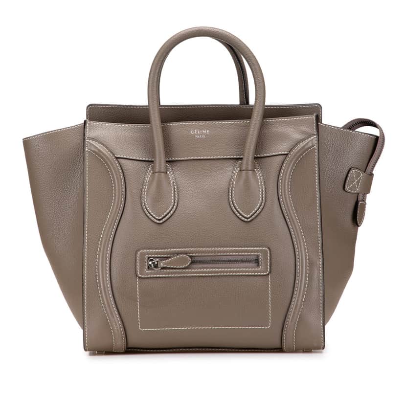 Celine Mini Calfskin Luggage Tote Brown Leather Good condition - Front View