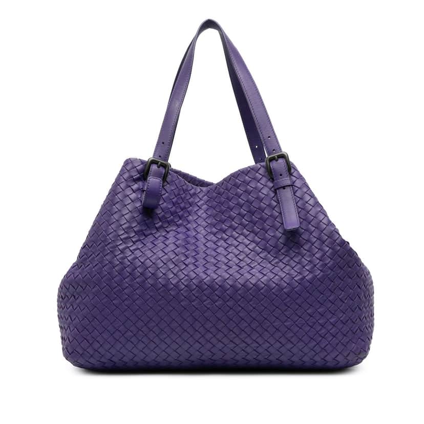 Bottega Veneta Large Nappa Intrecciato Cesta Tote Purple Leather Good condition - Front View