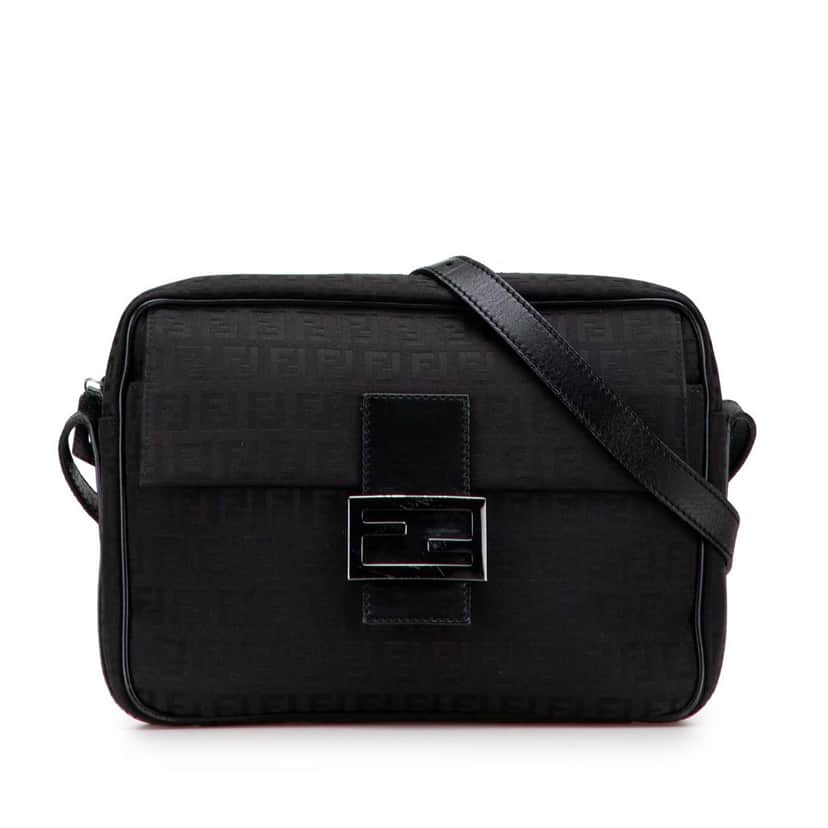 Fendi Zucchino Canvas Crossbody Black Canvas Fair condition - Front View