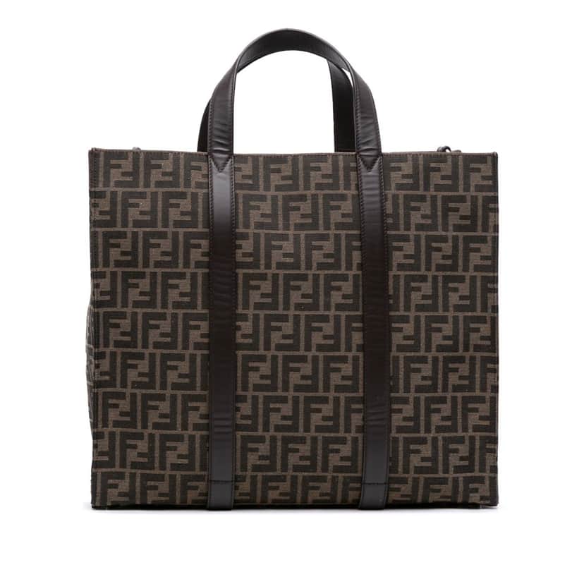 Fendi Large Zucca Canvas Shopper Tote Brown Canvas Good condition - Front View