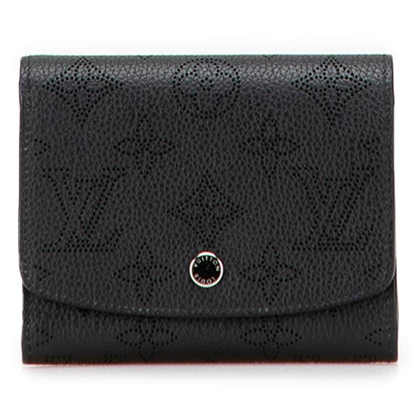 Louis Vuitton Monogram Mahina Iris Compact Wallet Black Leather Good condition - Front View
