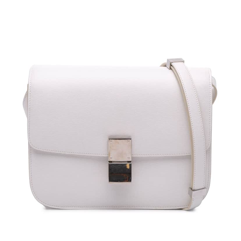 Celine Medium Calfskin Classic Box White Leather Good condition - Front View