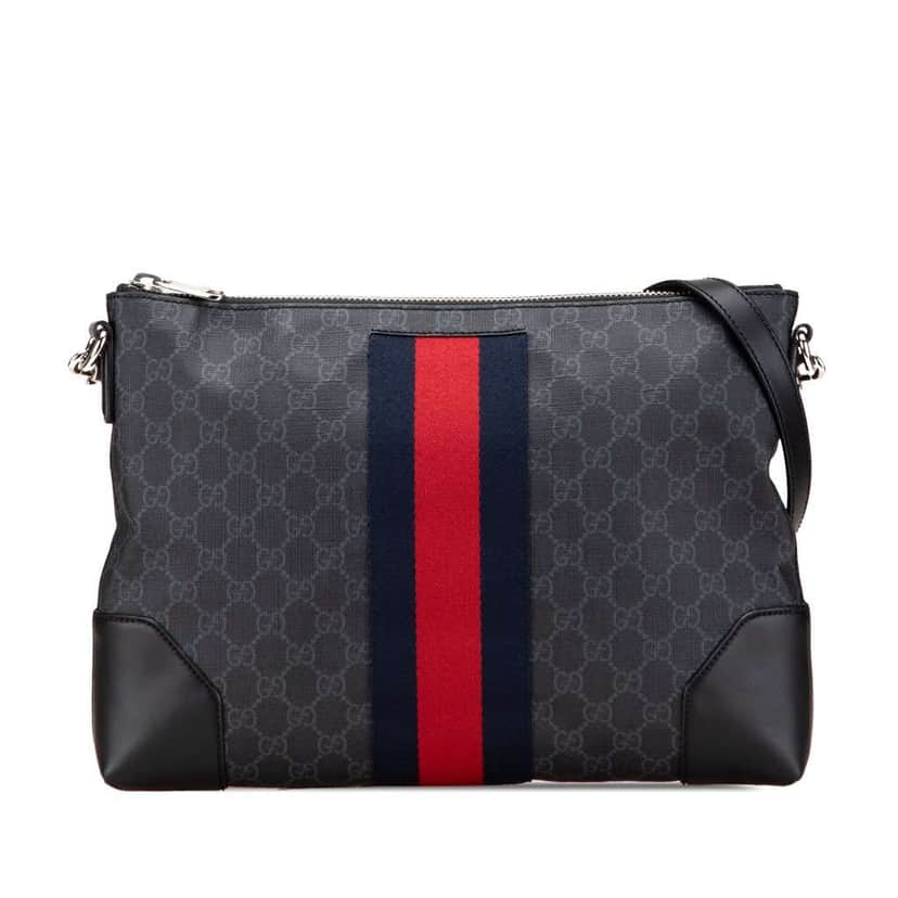 Gucci GG Supreme Web Crossbody Black Canvas Good condition - Front View