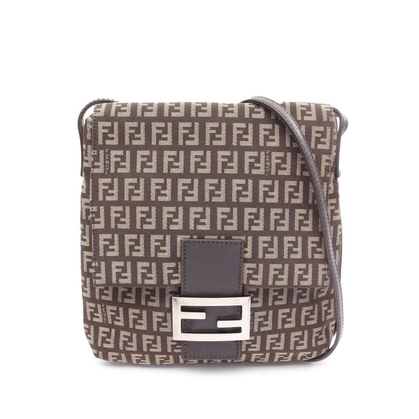 Fendi Zucchino Canvas Crossbody Brown Canvas Good condition - Front View