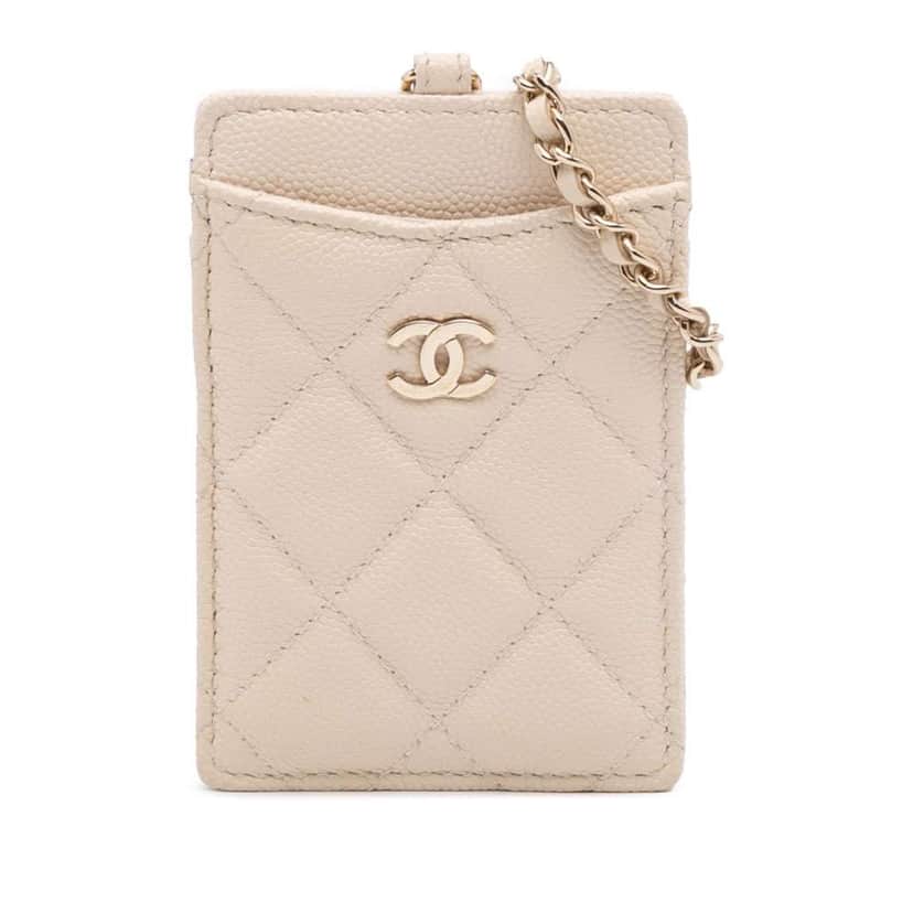 Chanel Quilted Caviar ID Card Holder Brown Leather Good condition - Front View