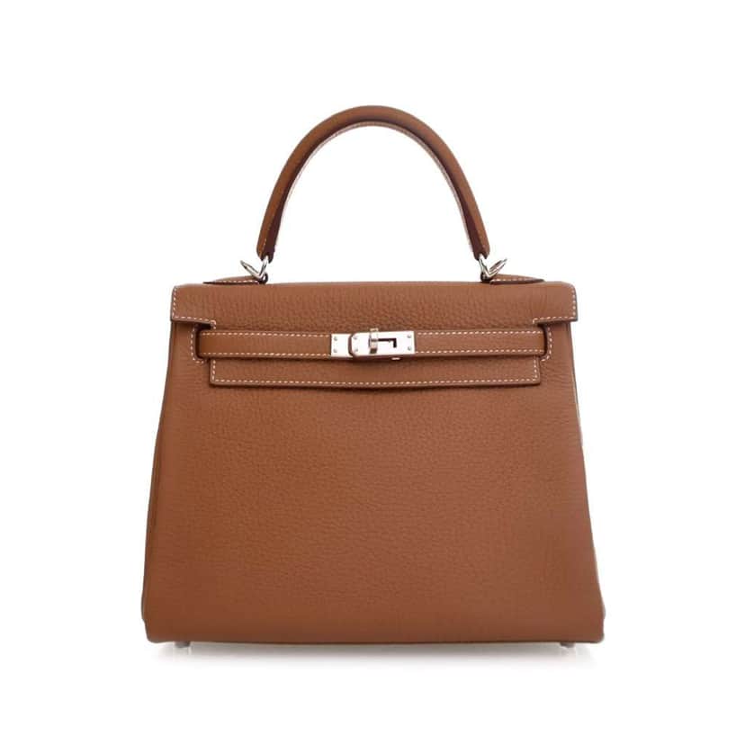 Hermès Togo Kelly II Retourne 25 Brown Leather Good condition - Front View