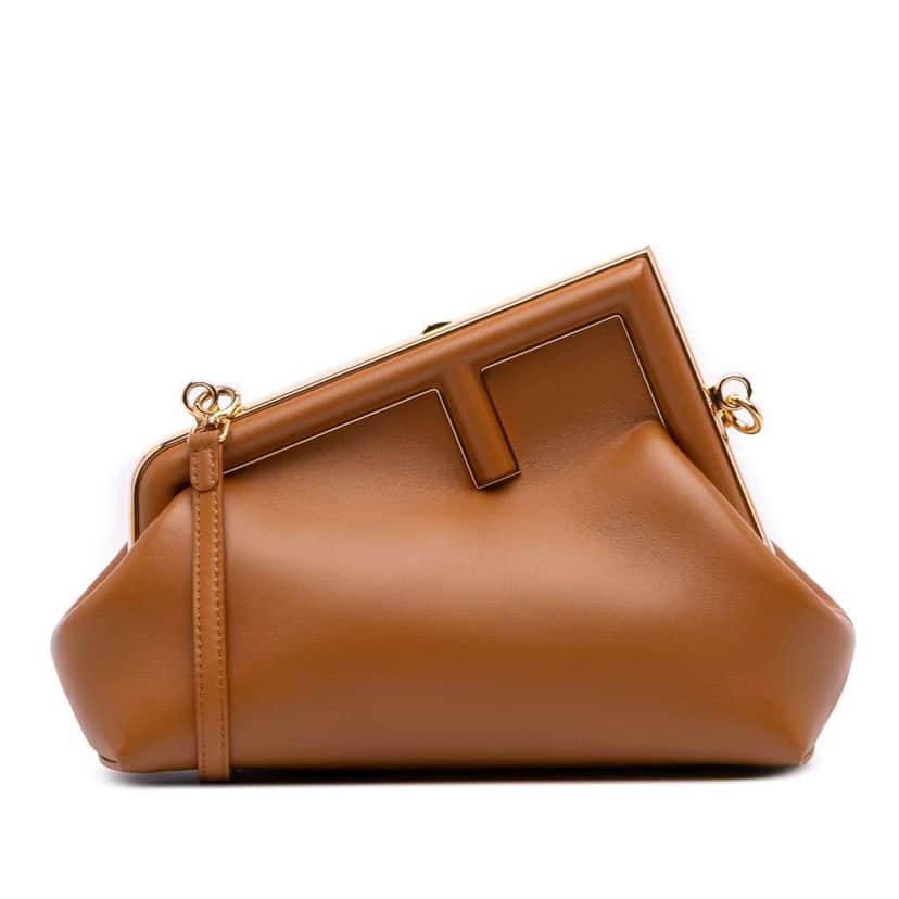 Fendi Small Nappa Fendi First Crossbody Brown Leather Good condition - Front View