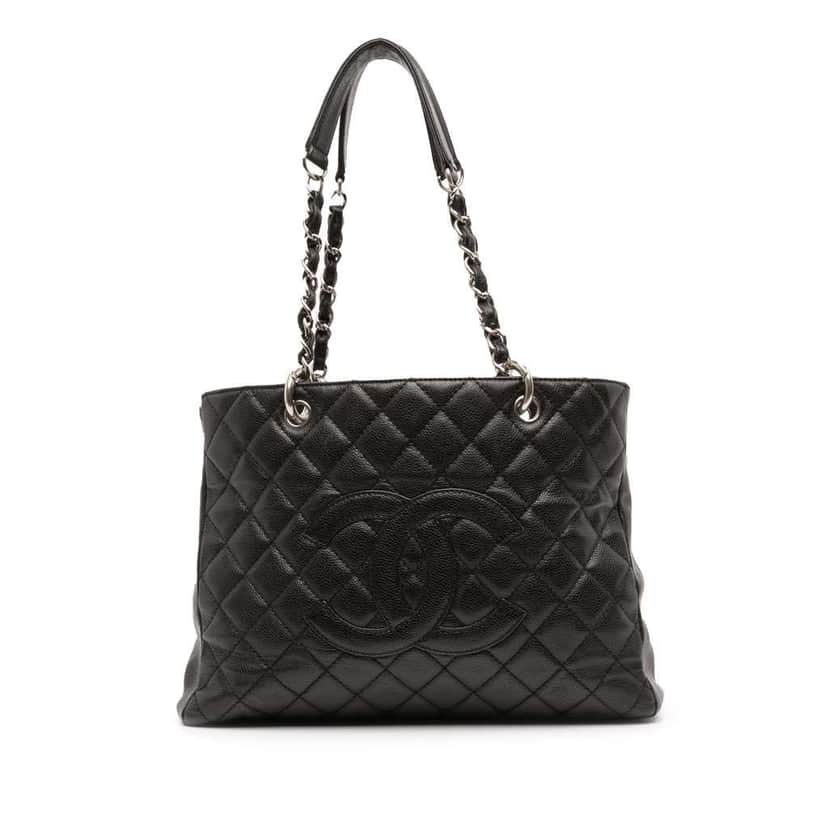Chanel Caviar Grand Shopping Tote Black Leather Good condition - Front View