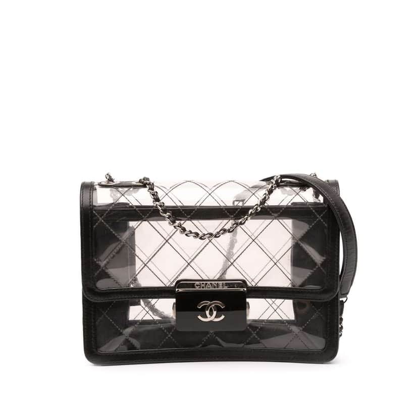 Chanel Medium PVC Naked Beauty Lock Flap Black Good condition - Front View