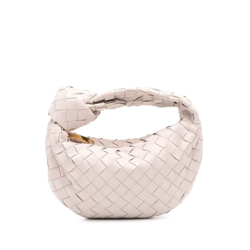 Bottega Veneta Mini Nappa Intrecciato Jodie White Leather Good condition - Front View