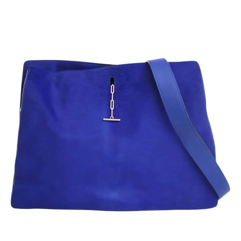 Celine Pony Hair New Shoulder Bag Blue Good condition - Front View