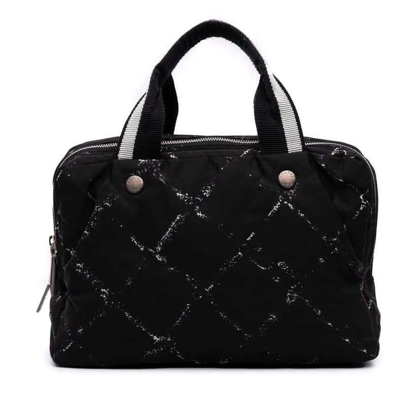 Chanel Old Travel Line Nylon Handbag Black Good condition - Front View