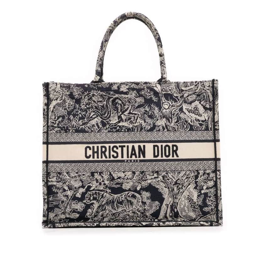 Dior Large Canvas Toile de Jouy Reverse Embroidered Book Tote Blue Canvas Good condition - Front View