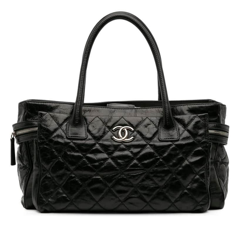 Chanel Medium Quilted Glazed Calfskin Executive Tote Black Leather Good condition - Front View