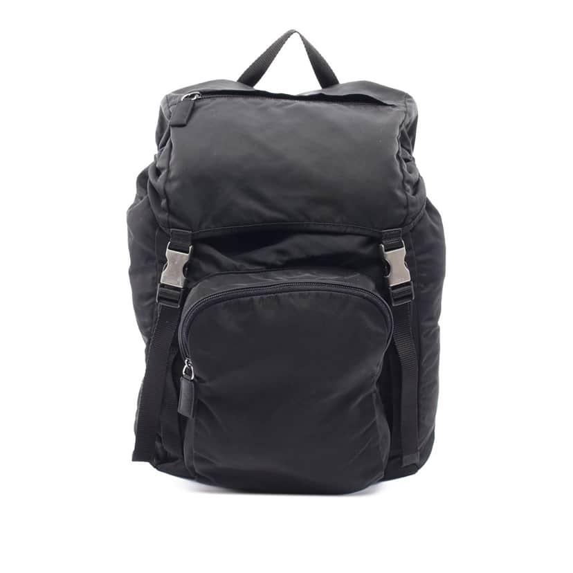 Prada Tessuto Montagna Double Buckle Backpack Black Good condition - Front View