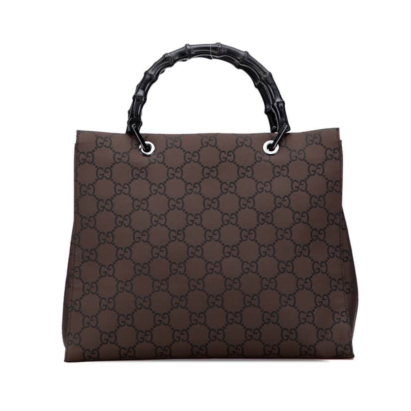 Gucci GG Canvas Bamboo Handbag Brown Canvas Fair condition - Front View