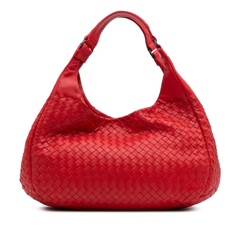 Bottega Veneta Small Nappa Intrecciato Campana Hobo Red Leather Good condition - Front View
