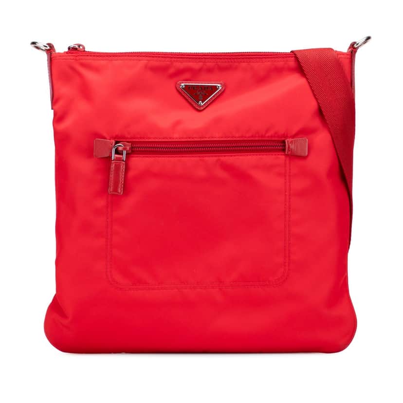 Prada Tessuto Zip Top Crossbody Red Good condition - Front View