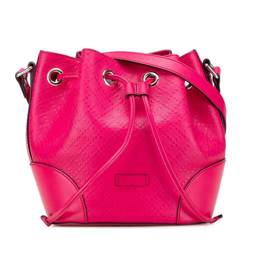 Gucci Diamante Leather Bright Bucket Bag Pink Leather Good condition - Front View