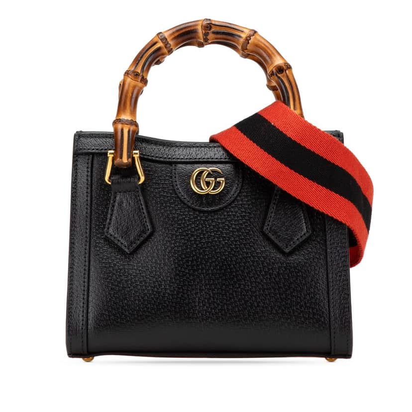 Gucci Small Calfskin Bamboo Diana Satchel Black Leather Good condition - Front View