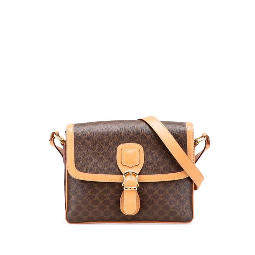 Celine Macadam Coated Canvas Crossbody Brown Canvas Good condition - Front View