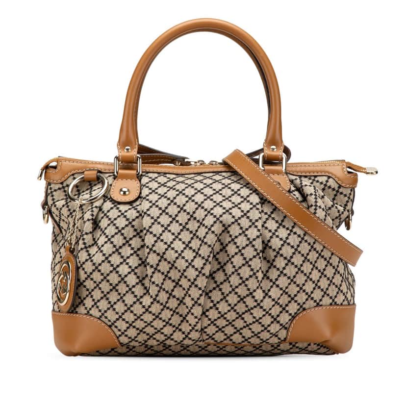 Gucci Diamante Canvas Sukey Satchel Brown Canvas Good condition - Front View