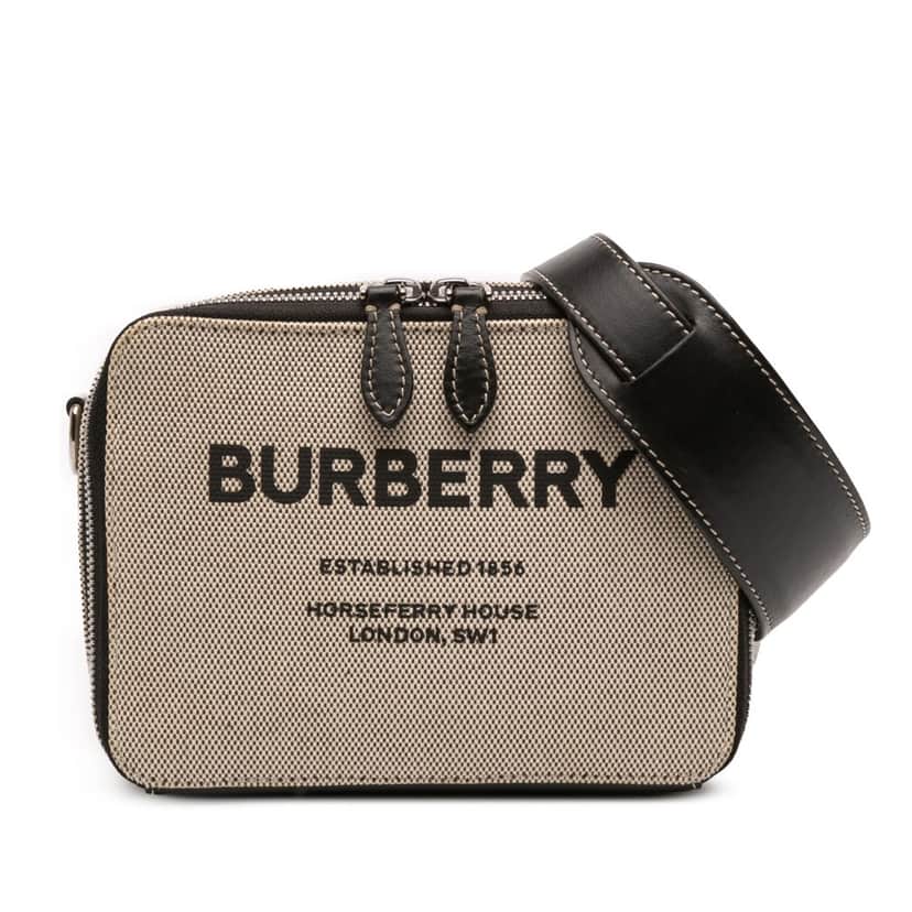 Burberry Canvas Horseferry Print Crossbody Brown Canvas Good condition - Front View