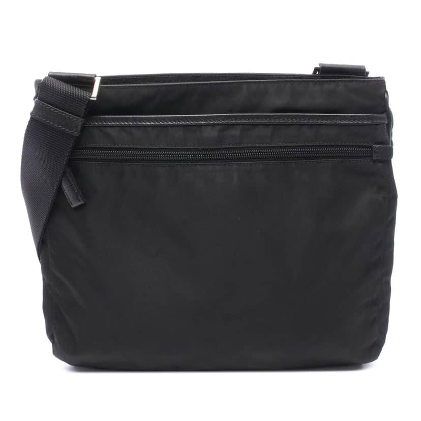 Prada Saffiano Trimmed Re Nylon Zip Top Crossbody Black Good condition - Front View