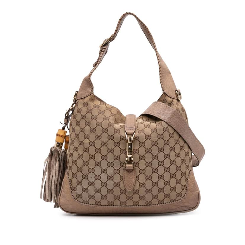 Gucci Medium GG Canvas New Jackie Satchel Brown Canvas Fair condition - Front View