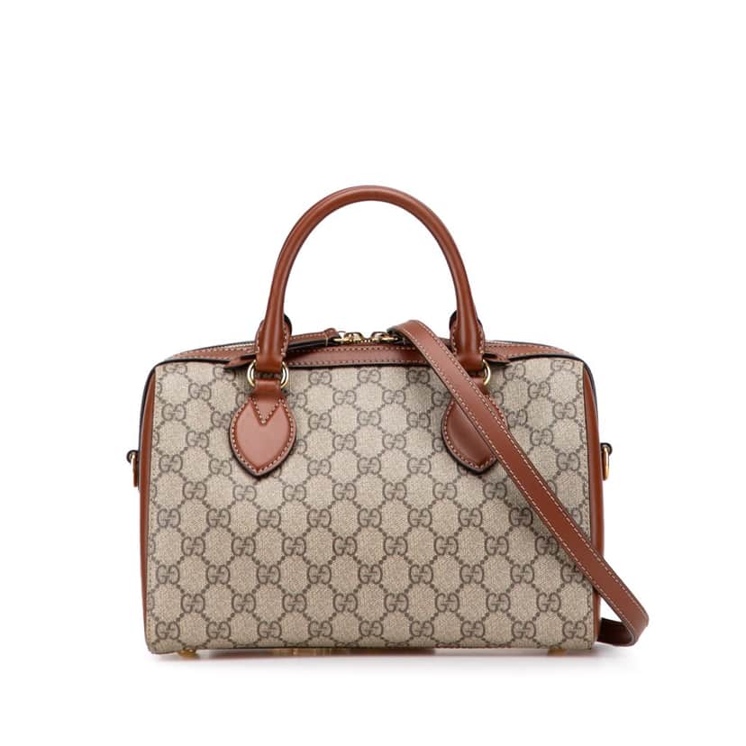 Gucci Small GG Supreme Boston Bag Brown Canvas Good condition - Front View