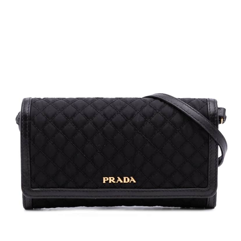 Prada Tessuto Impuntu Wallet on Strap Black Good condition - Front View