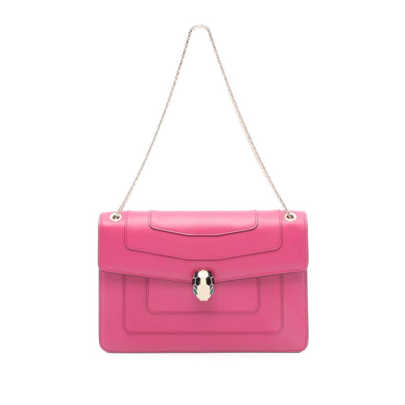 Bvlgari Medium Calfskin Serpenti Forever Shoulder Bag Pink Leather Good condition - Front View