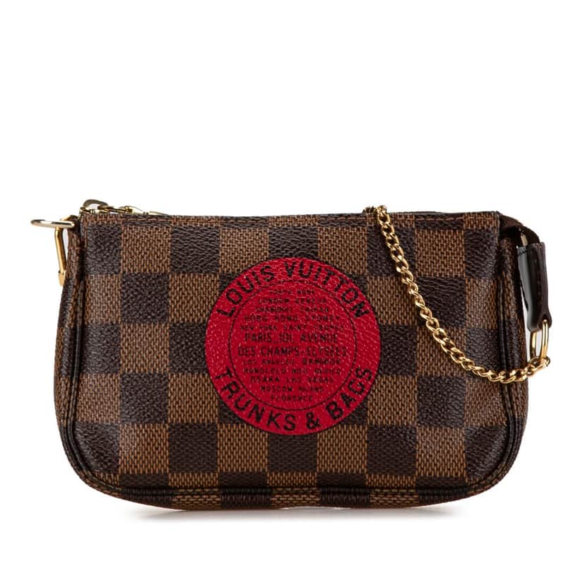 Louis Vuitton Damier Ebene Trunks and Bags Mini Pochette Accessoires Brown Canvas Good condition - Front View