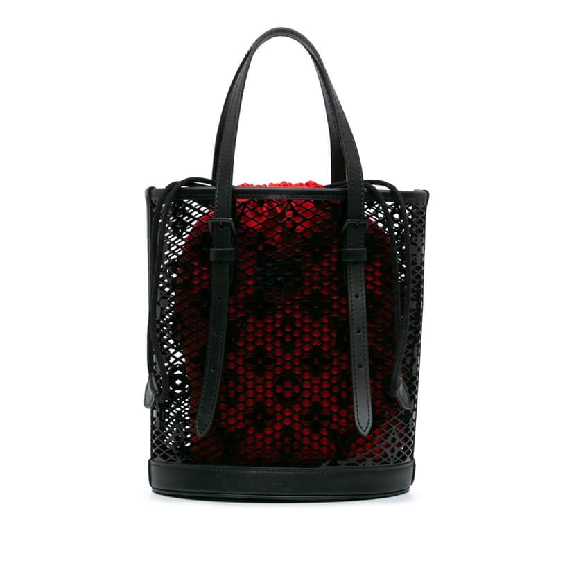 Louis Vuitton Monogram Lace Bucket PM Black Leather Good condition - Front View