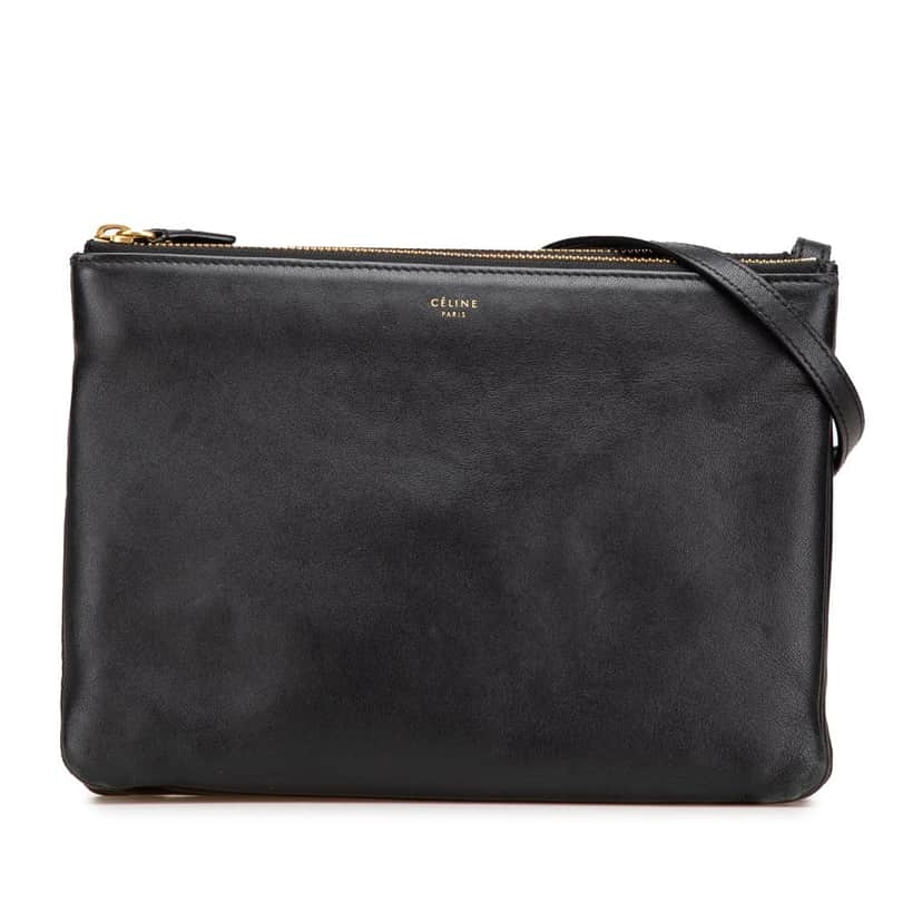 Celine Large Lambskin Trio Crossbody Black Leather Good condition - Front View