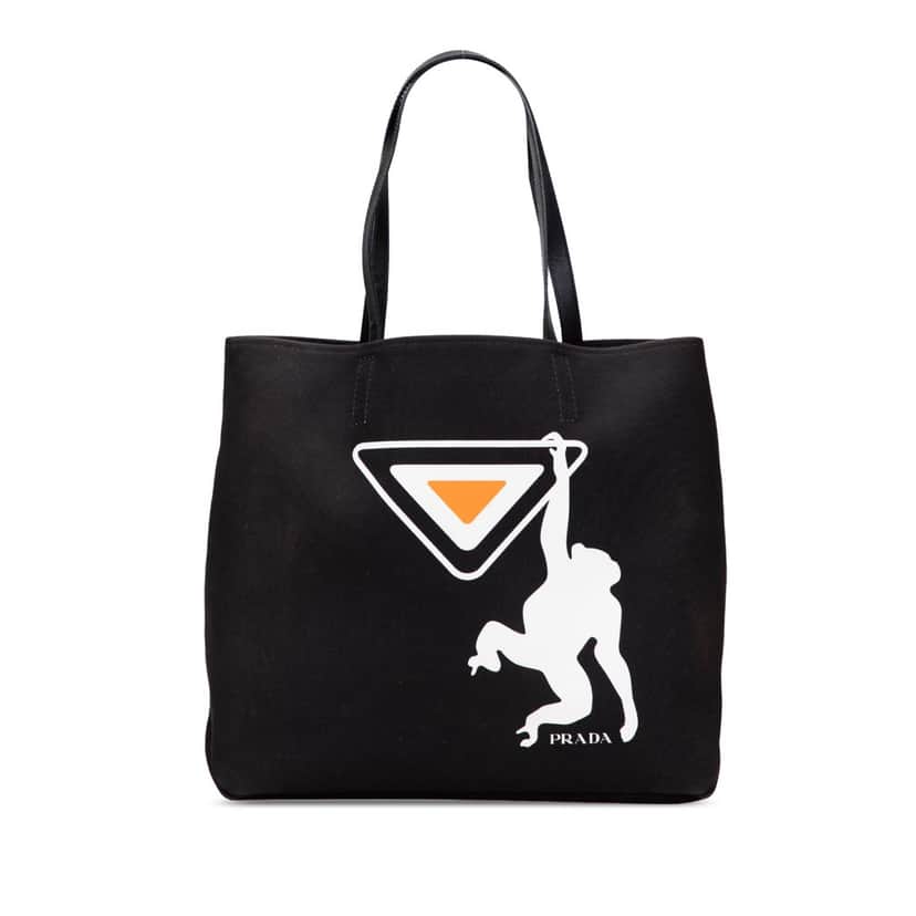Prada Canvas Canapa Monkey Tote Black Canvas Good condition - Front View